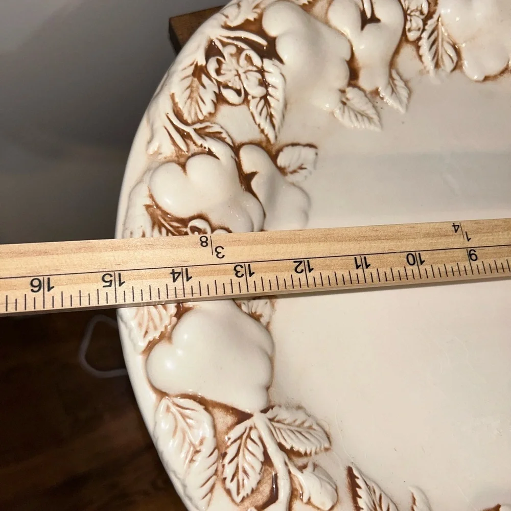 Vintage Cream and Brown Embossed Plate